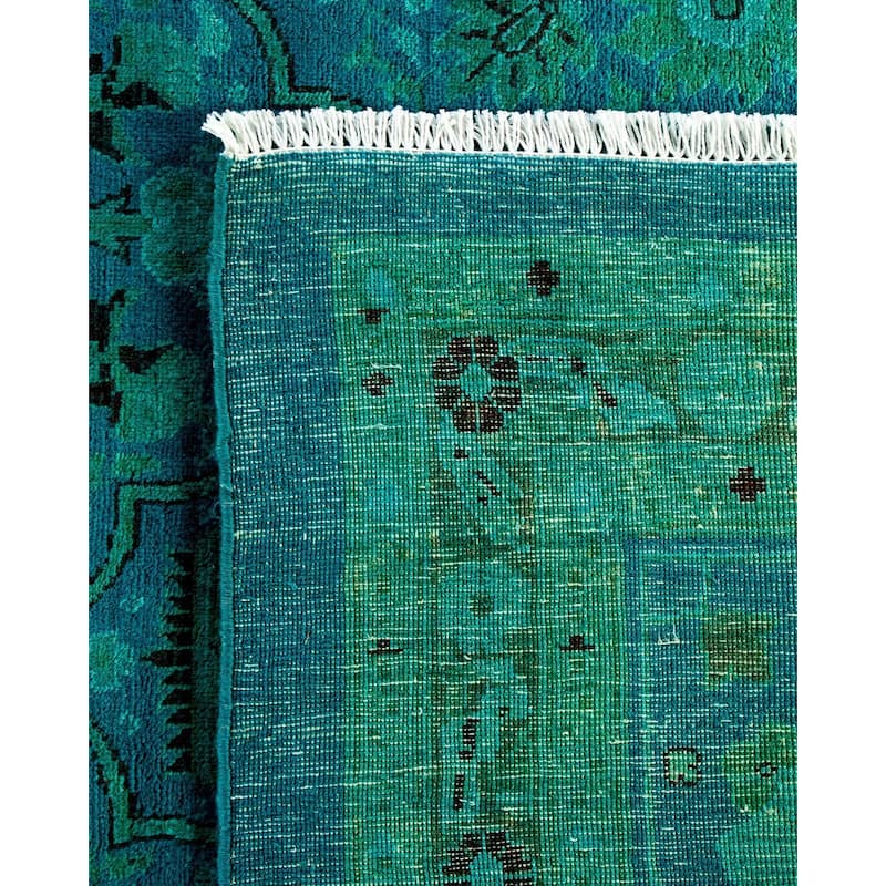 Overton Handknotted Wool Vintage Inspired Contemporary Overdyed Blue Area Rug - 17' 2" x 12' 3"
