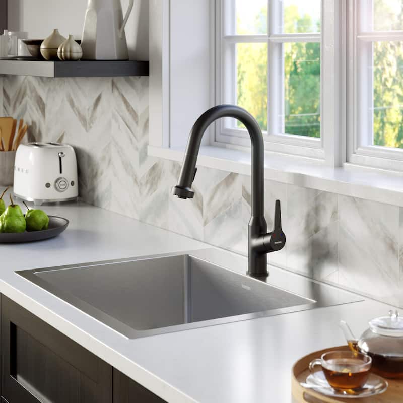 Karran Top Mount Stainless Steel 25 in. 16-Gauge Drop-In Single Bowl Kitchen Sink Kit