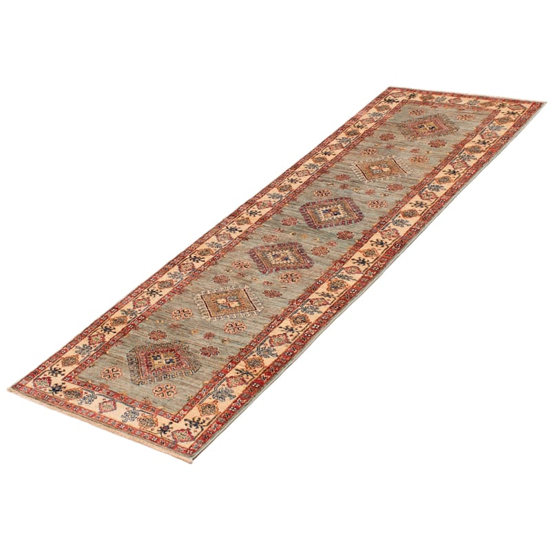 ECARPETGALLERY Hand-knotted Aryana Green Wool Rug - 2'8 x 8'4