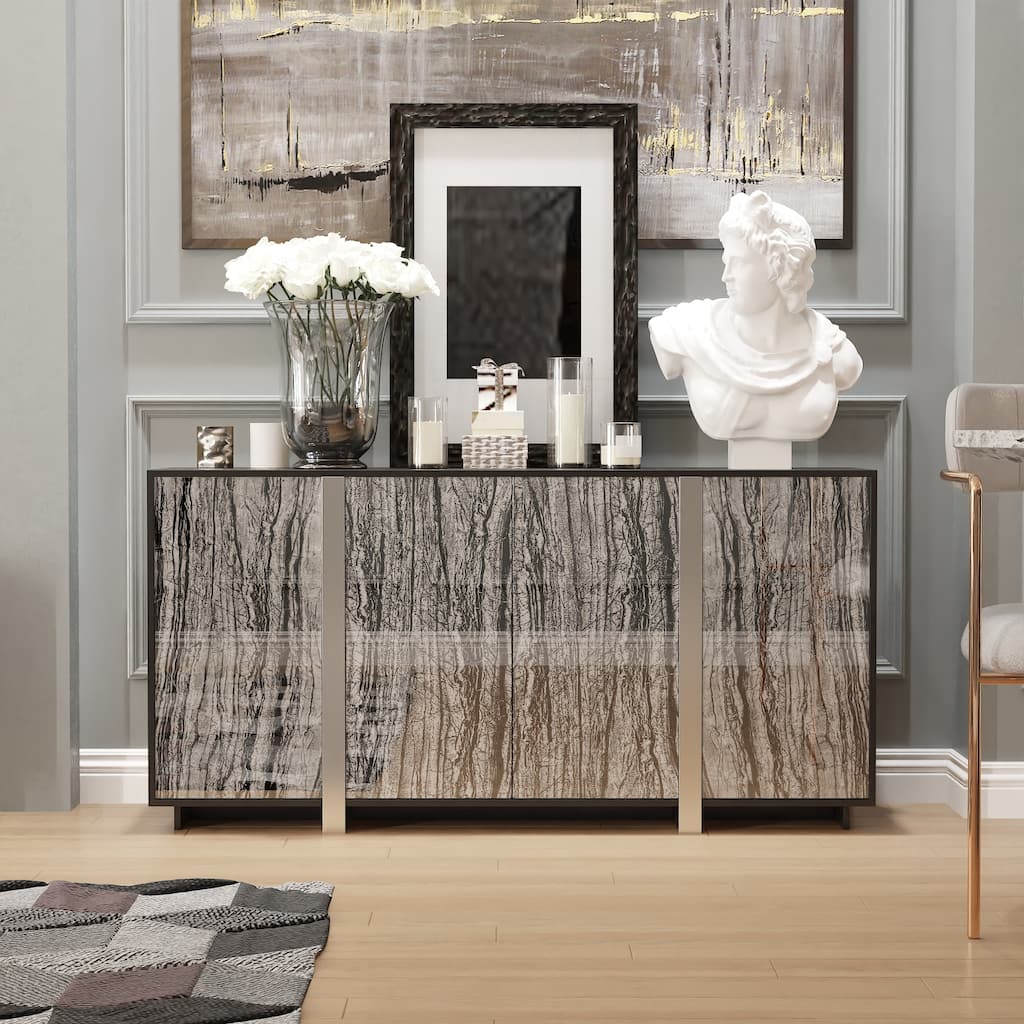 Stylish Storage Buffet: Ample Shelving and a Contemporary Design for Organized Dining Areas