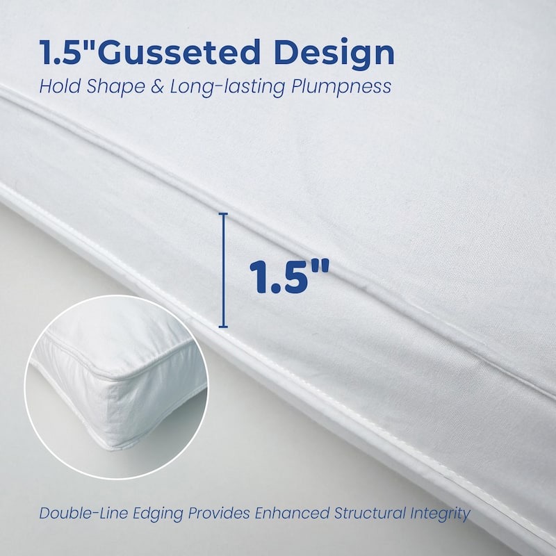 Set of 2 Premium Goose Feather Down Bed Pillows with Cotton Cover - White