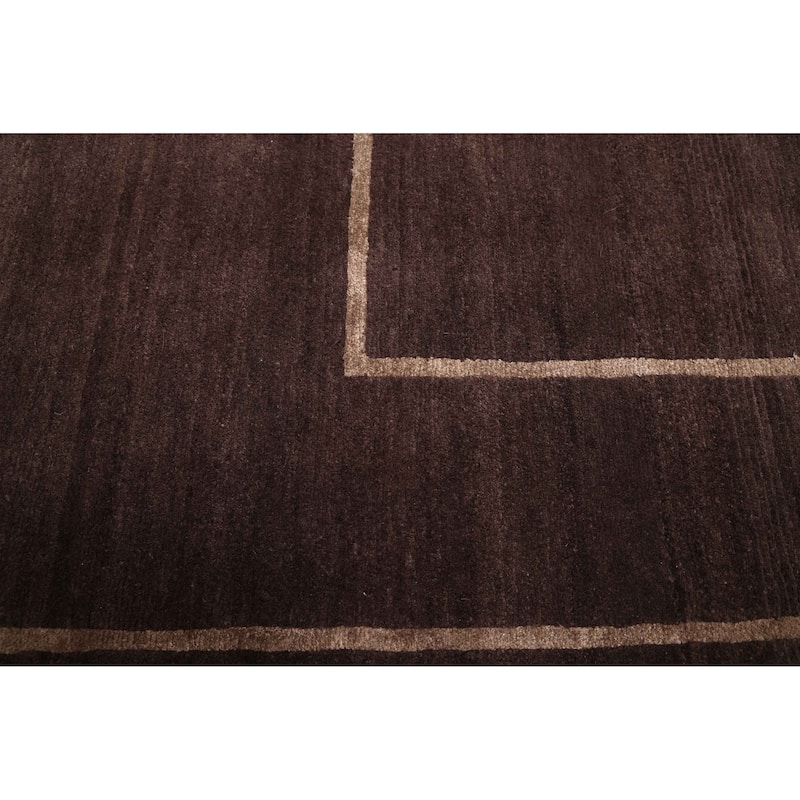 ECARPETGALLERY Hand-knotted Opulence Dark Brown Silk, Wool Rug - 8'1 x 10'1