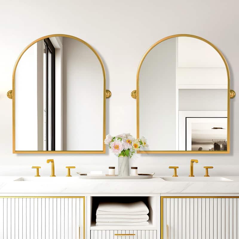 Rectangular Metal Framed Pivoted Bathroom Wall Vanity Mirror Adjustable Wall-Mounted For Modern Wall Decor