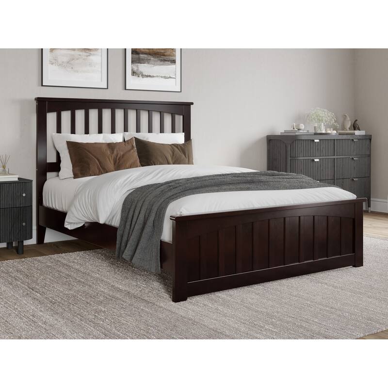 Becket Solid Wood Low Profile Platform Bed with Matching Footboard - Espresso - Full