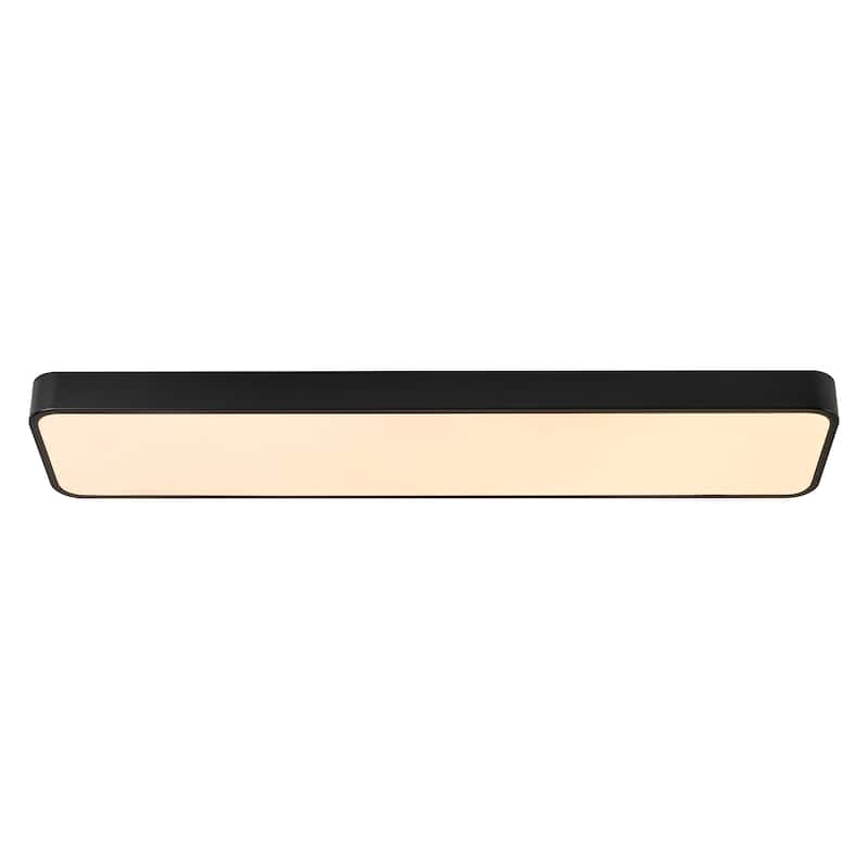 1-Light Modern Matte Black Rectangular Integrated LED Flush Mount Light - 35.4 in. W