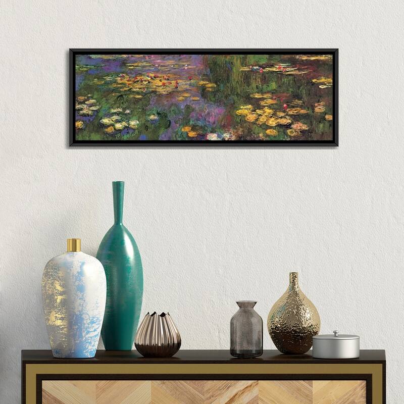 iCanvas "Water Lilies" by Claude Monet Framed Canvas Print
