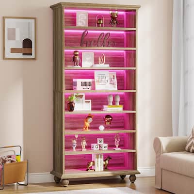 9-tier Tall Bookshelves LED Bookcase for Study Room