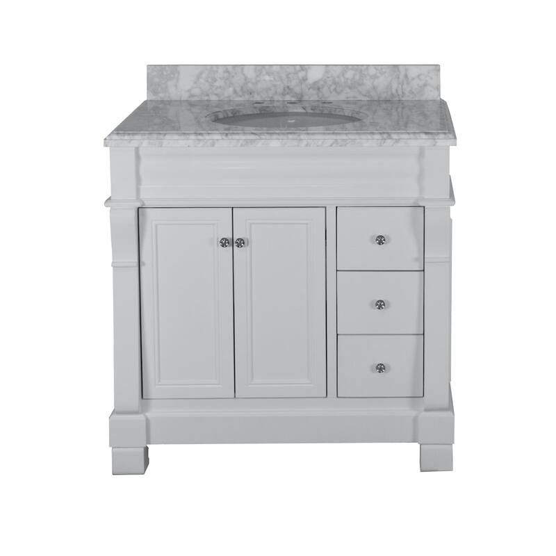 KitchenBathCollection Westminster 36" Bathroom Vanity with Carrara Marble Top