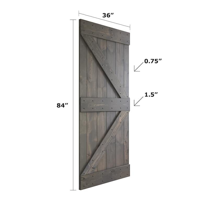 Coast Sequoia 48in/60in/72in/76in/84in x 84in K Series Pine Wood Double Sliding Barn Door With Hardware Kit