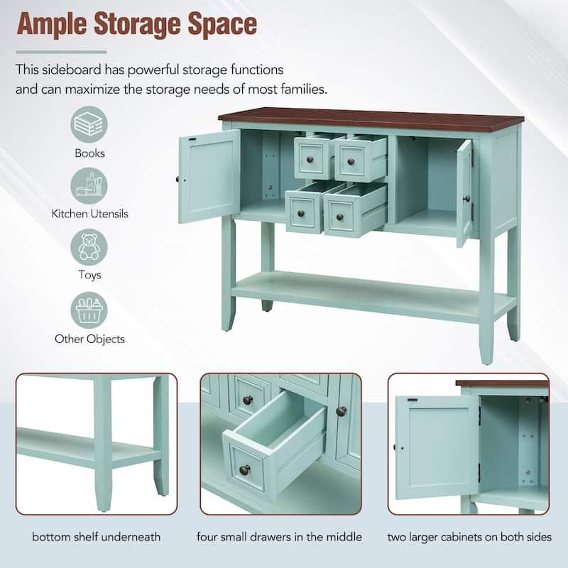 Cambridge Series Ample Storage Vintage Console Table with Four Small Drawers and Bottom Shelf for Living Rooms