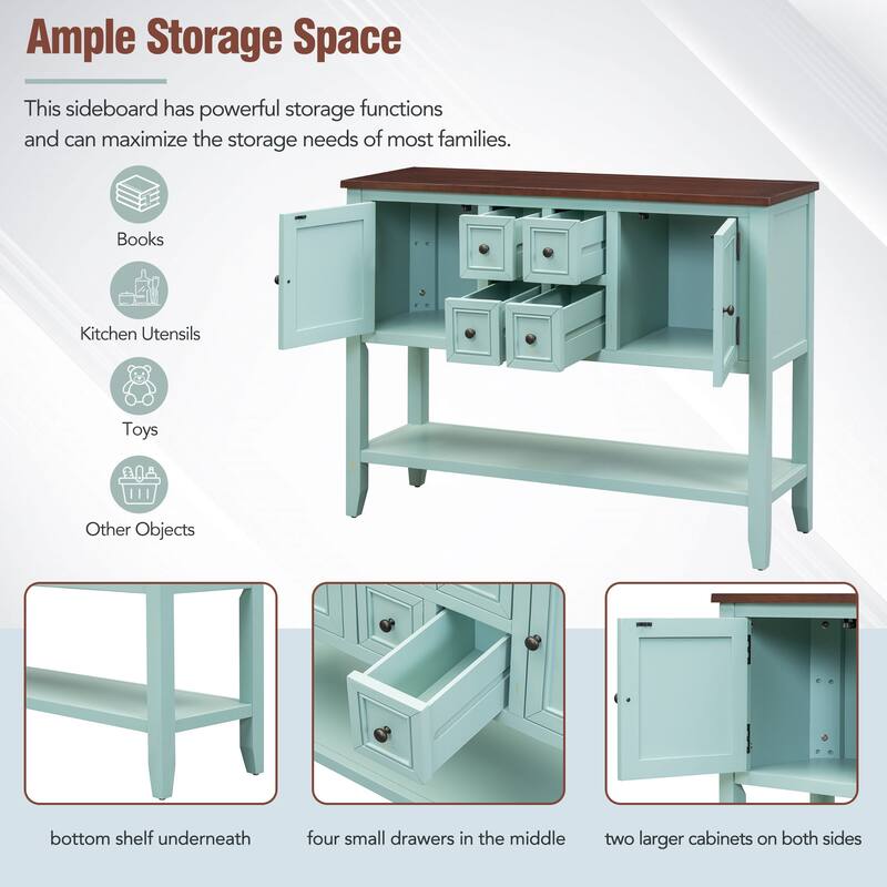 Cambridge Series Ample Storage Vintage Console Table with Four Small Drawers and Bottom Shelf