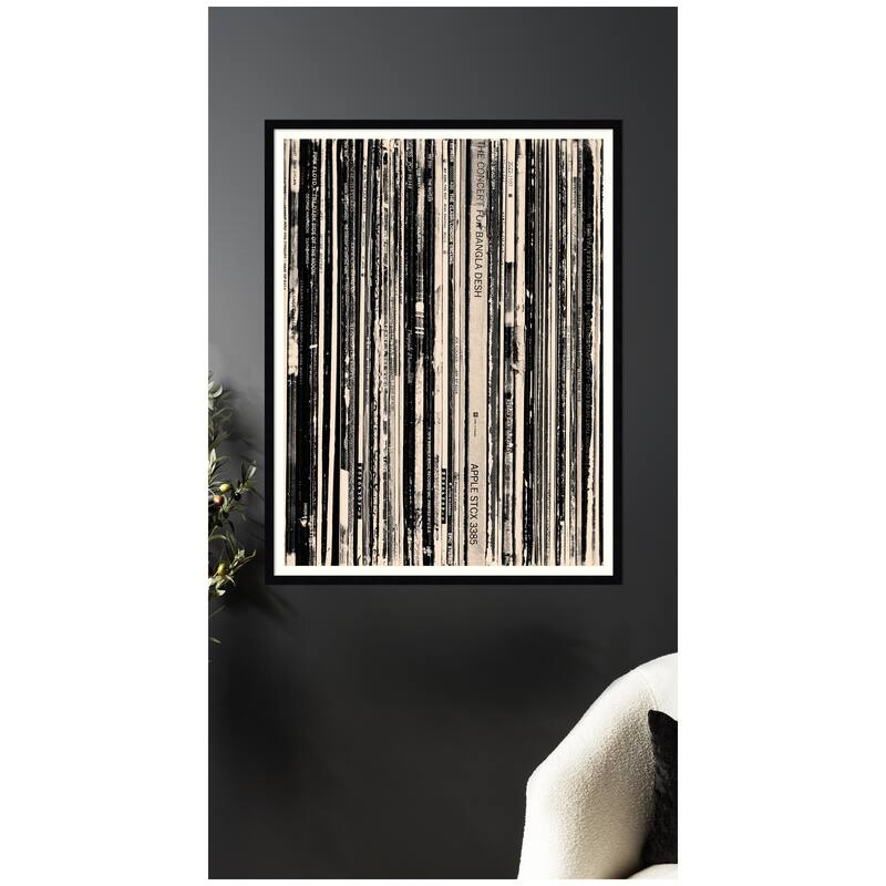 Kate and Laurel 33 RPM Black and White by Robert Cadloff Framed Wall Art Print