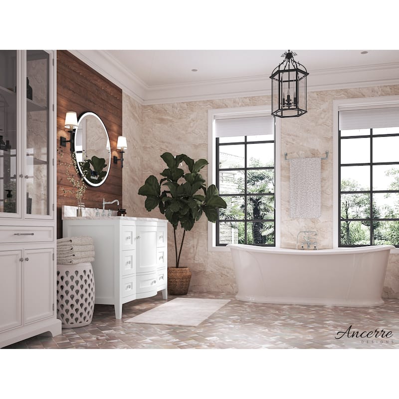 Ancerre Designs Lauren Vanity Set with Carrara White Marble Top