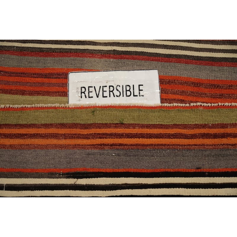 Hand Woven Oriental 100% Wool Carpet Southwestern Geometric Oranges & Rust Kilim Area Rug - 9' 7'' X 4' 10''