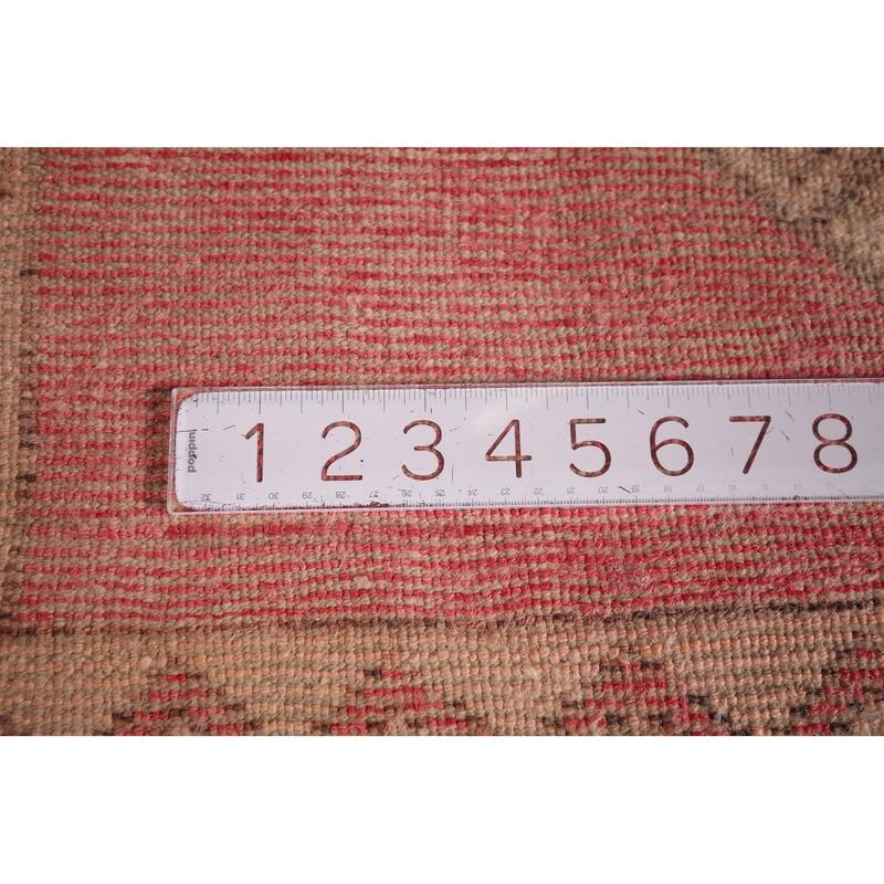 Pink & Red Geometric Anatolian Turkish Runner Rug Handmade Wool Carpet - 3'9"x 12'6"