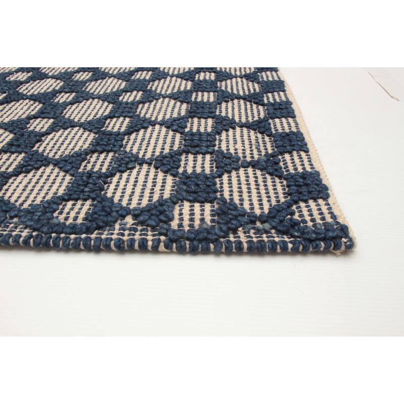 ECARPETGALLERY Braid weave Sienna Navy Wool Rug - 5'3 x 7'5