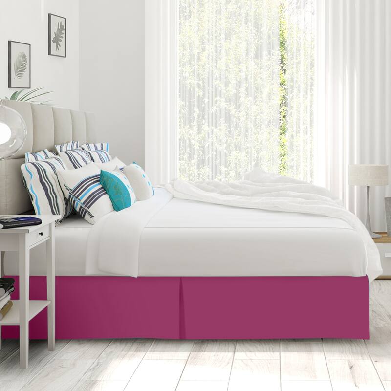 Clara Clark Pleated Bed Skirt-14 inch Tailored Drop - Soft Double Brushed Premium Microfiber Ruffle Bed Skirt - Includes 8 Pins