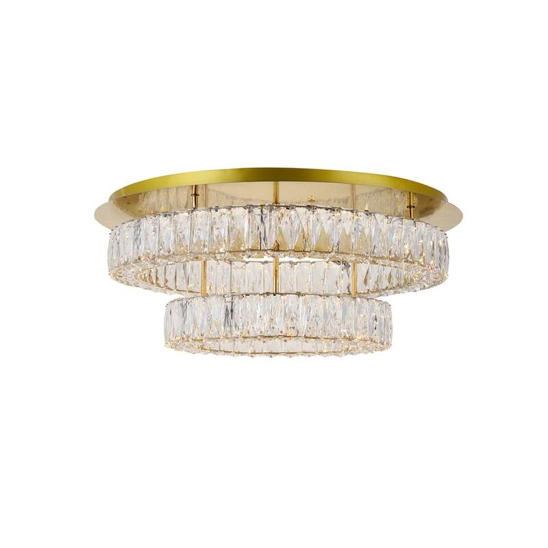 Madelyn LED light gold Flush Mount Clear Royal Cut Crystal - 25.6"W X 9.8"H