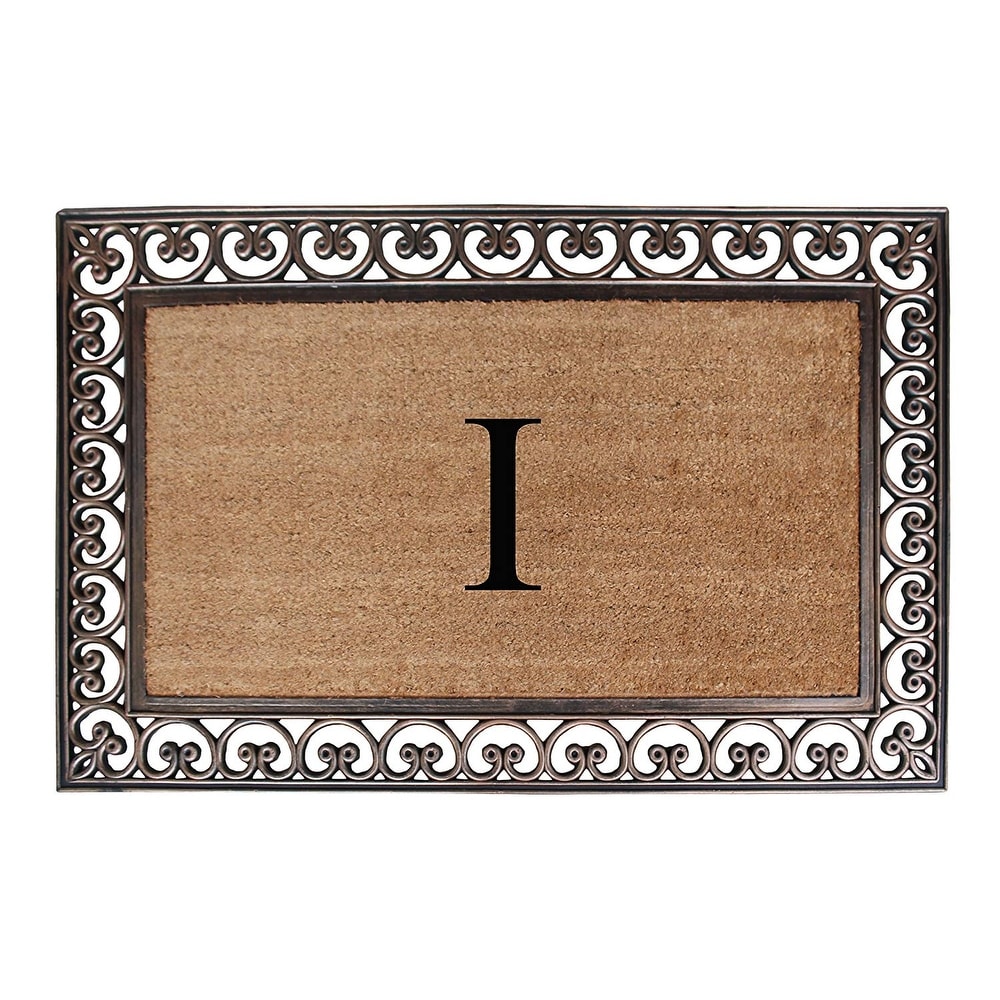 A1 Home Collections Rubber Coir Classic Paisley Border Monogrammed Welcome Entrance Doormat