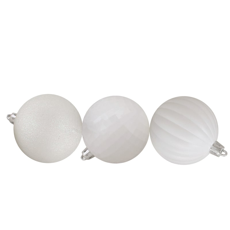 100ct White Shatterproof 3-Finish Christmas Ball Ornaments 2.5" (60mm)
