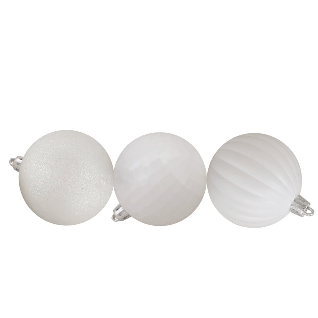100ct White Shatterproof 3-Finish Christmas Ball Ornaments 2.5" (60mm)