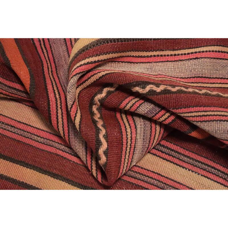 Hand Woven Oriental 100% Wool Carpet Southwestern Geometric Oranges & Rust Kilim Area Rug - 6' 8'' X 4' 9''