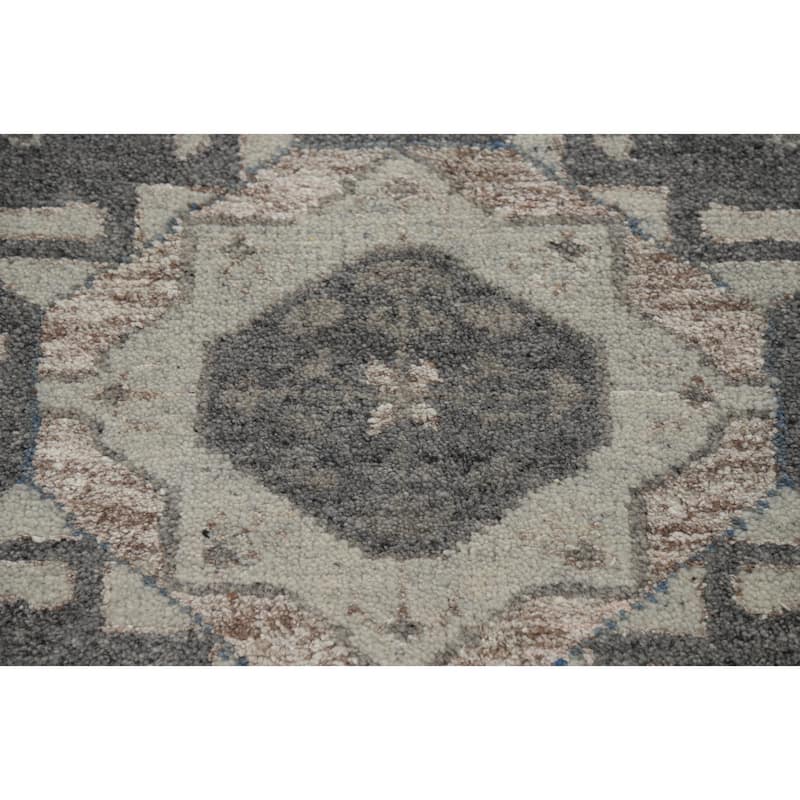Transitional Beige Oushak Indian Area Rug Hand-Knotted Wool Carpet - 7'10" x 10'2"