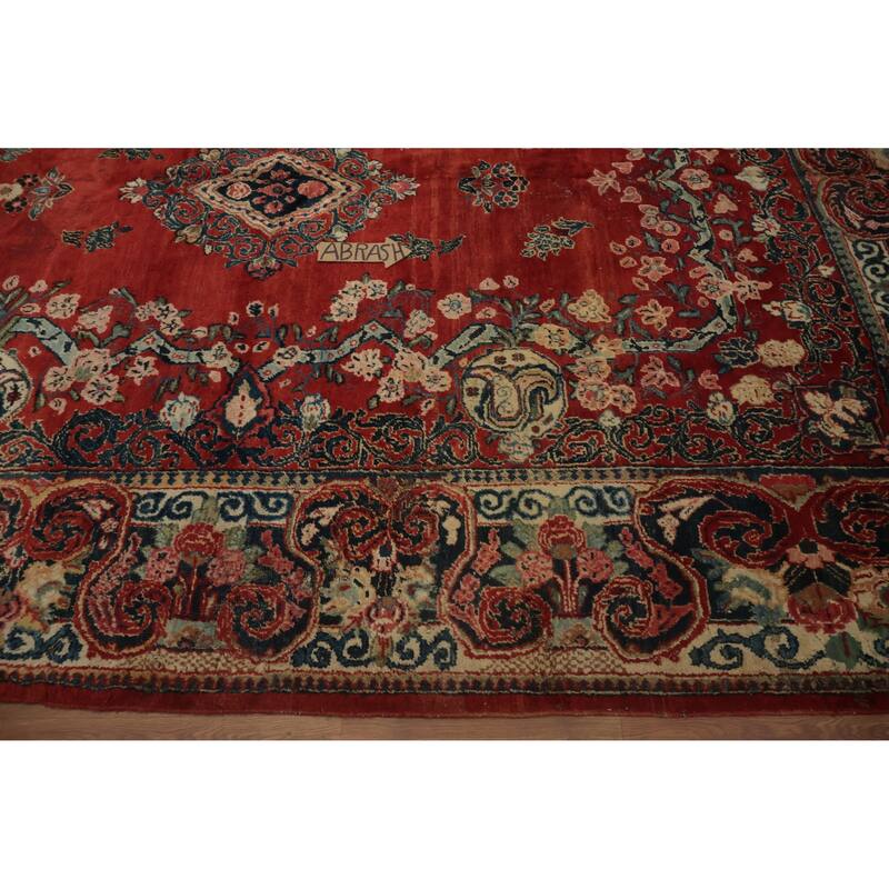 Hand Knotted Oriental 100% Wool Carpet Traditional Floral Red Mahal Area Rug - 11' 9'' X 8' 8''