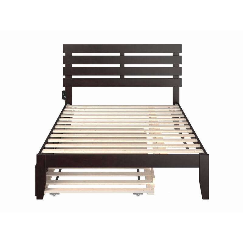 Full Size Bed with Trundle - Espresso Finish - Modern Gothic Style - HomeStock