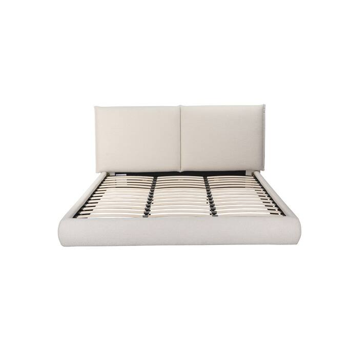 HomeRoots Beige Boucle Upholstered King Bed Frame