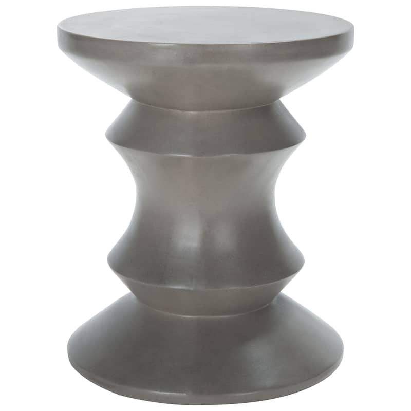 SAFAVIEH Outdoor Vaka Concrete Accent Stool - 14.96" W x 14.96" L x 17.72" H - 15Wx15Dx18H - Dark Grey