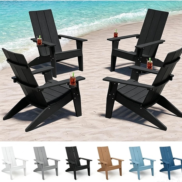 WINSOON All-Weather HIPS Outdoor Adirondack Chairs with Cup Holder