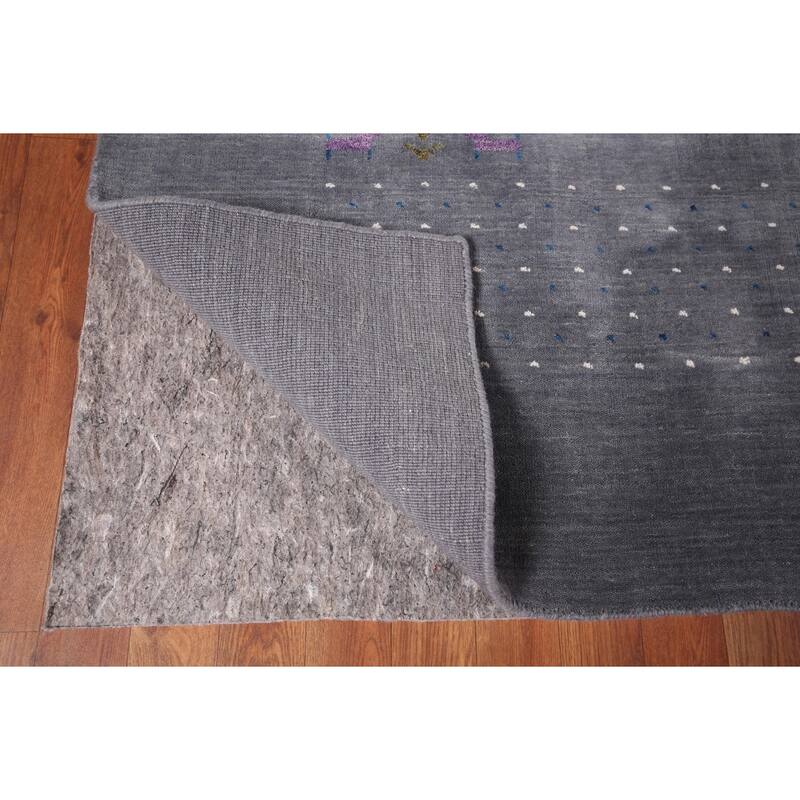 Tribal Gray Gabbeh Oriental Area Rug Handmade Wool Carpet - 8'2"x 10'2"