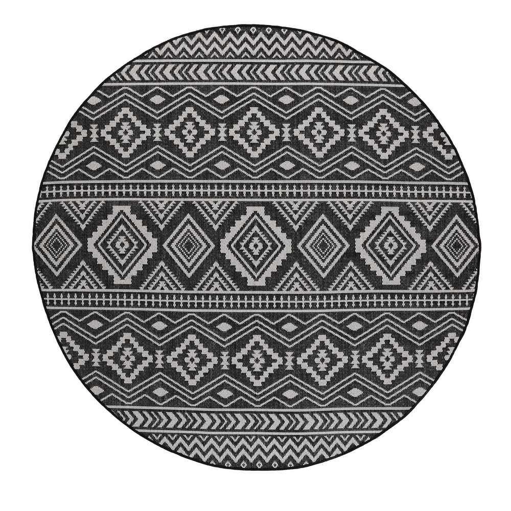 Beverly Rug Black White Boho Moroccan Indoor Outdoor Area Rug for Patio, Deck, Porch
