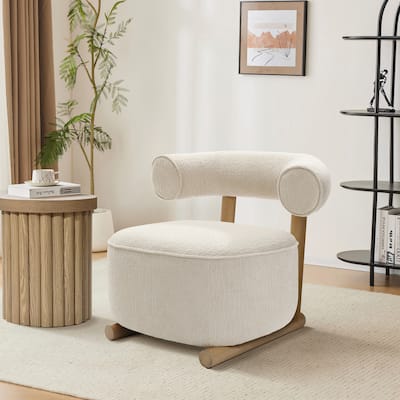Upholstered Cream Modern U-Shape Back Accent Chair - 25.59" H x 31.69" W x 28.74" D
