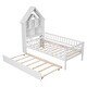 preview thumbnail 6 of 16, Twin Size House-Shaped Headboard Platform Bed with Fence Guardrails and Trundle