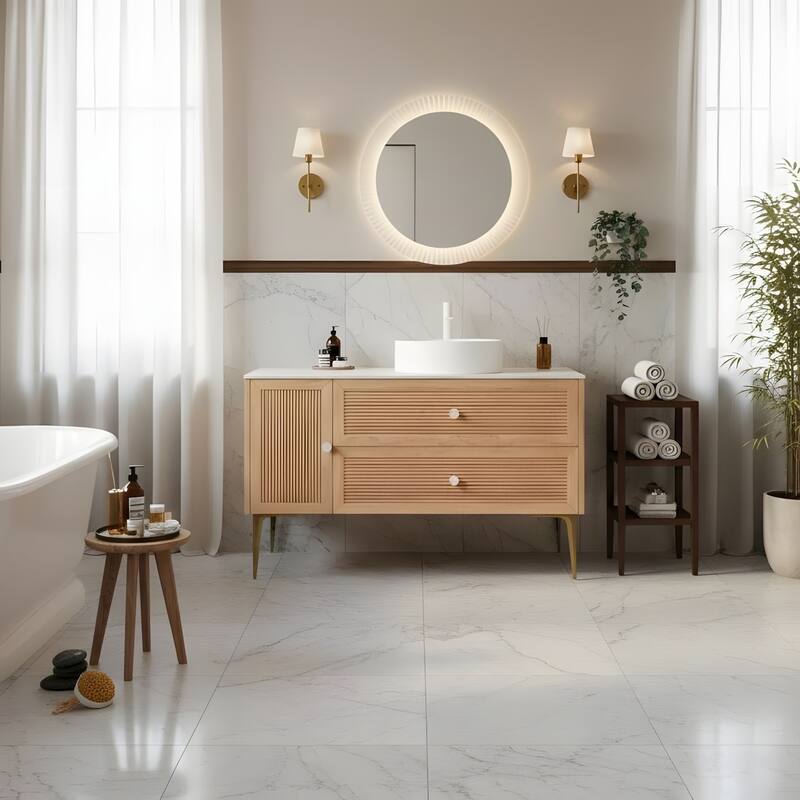 Freestanding Bathroom Vanity with Round Ceramic Basin