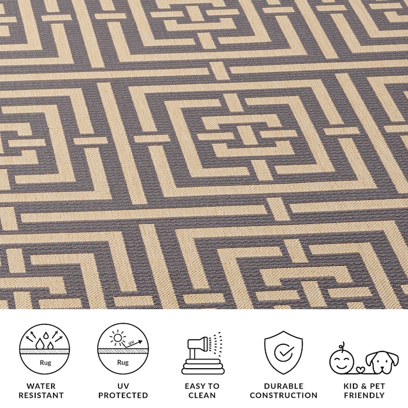 SAFAVIEH Courtyard Ginger Indoor/ Outdoor Waterproof Patio Backyard Rug