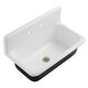 preview thumbnail 4 of 2, Petra Galley Cast Iron Single Bowl Wall Mount Kitchen Sink with 2-Hole Drain and Strainer White/Brushed Nickel