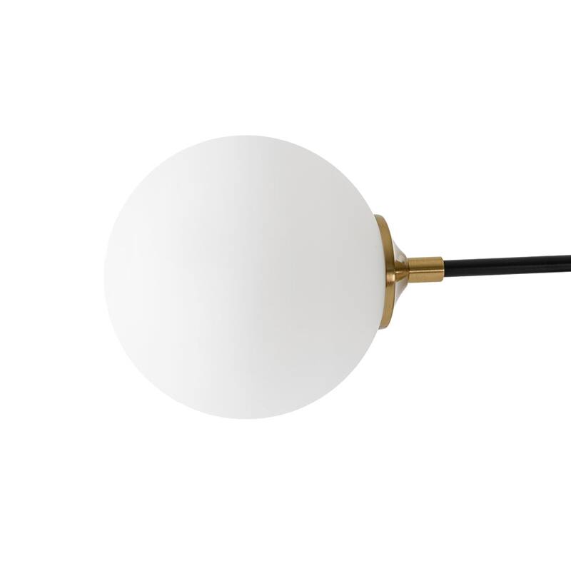 3-Light Brass Black Frosted White Glass Sputnik Semi Flush Mount - 26 Inches