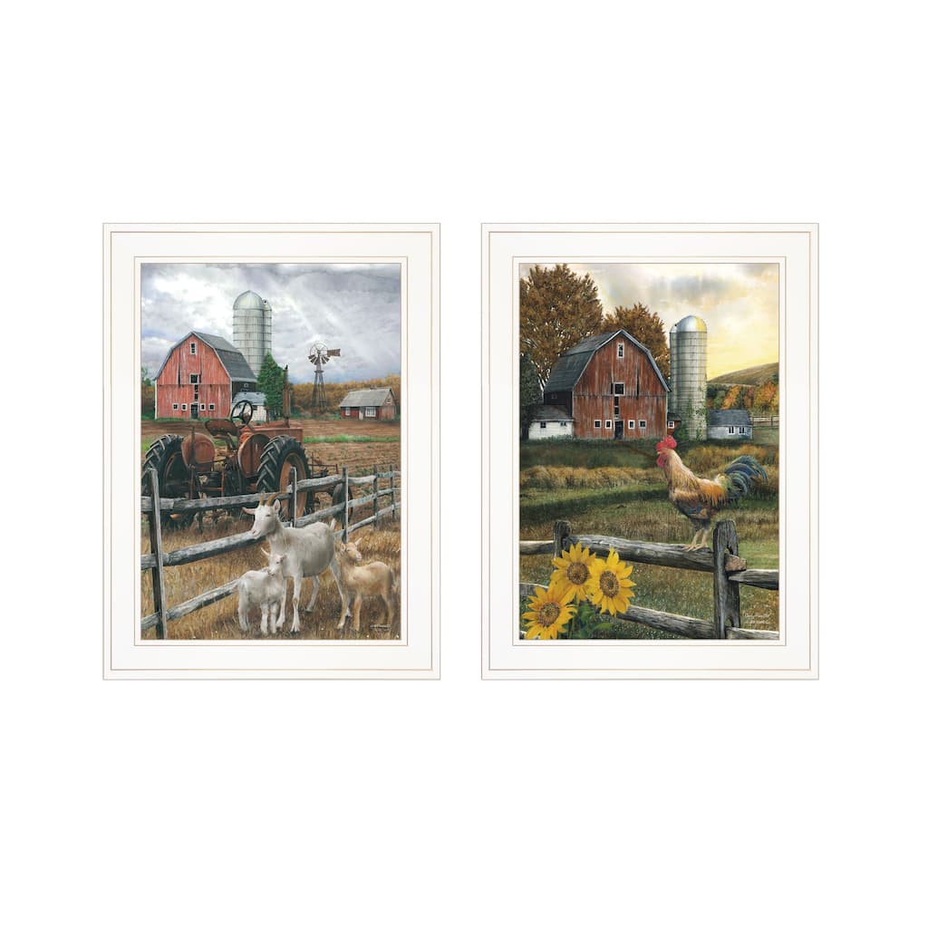 2-Piece Framed Wall Art Set - Farm Life, White Frame