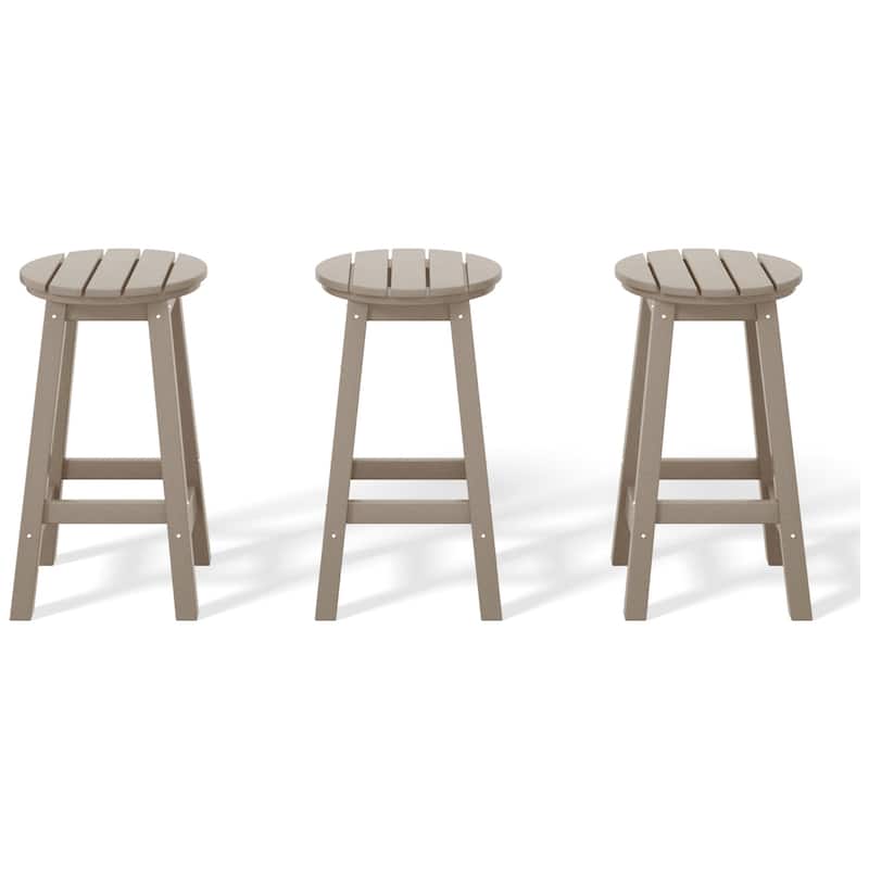 Polytrends Laguna Hdpe All Weather Outdoor Patio 24" Round Counter Stool (Set Of 3)