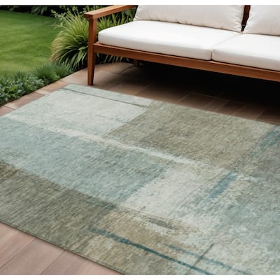 HomeRoots Abstract Transitional Rectangle Outdoor Rug