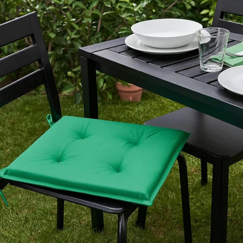 Zia 6pc Outdoor Cushions for Patio Chair, Tufted, Green Oxford Fabric