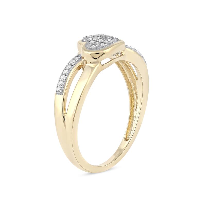 IGI Certified 1/10ct TDW Diamond Bypass Fashion Promise Ring in 10K Yellow Gold for Women