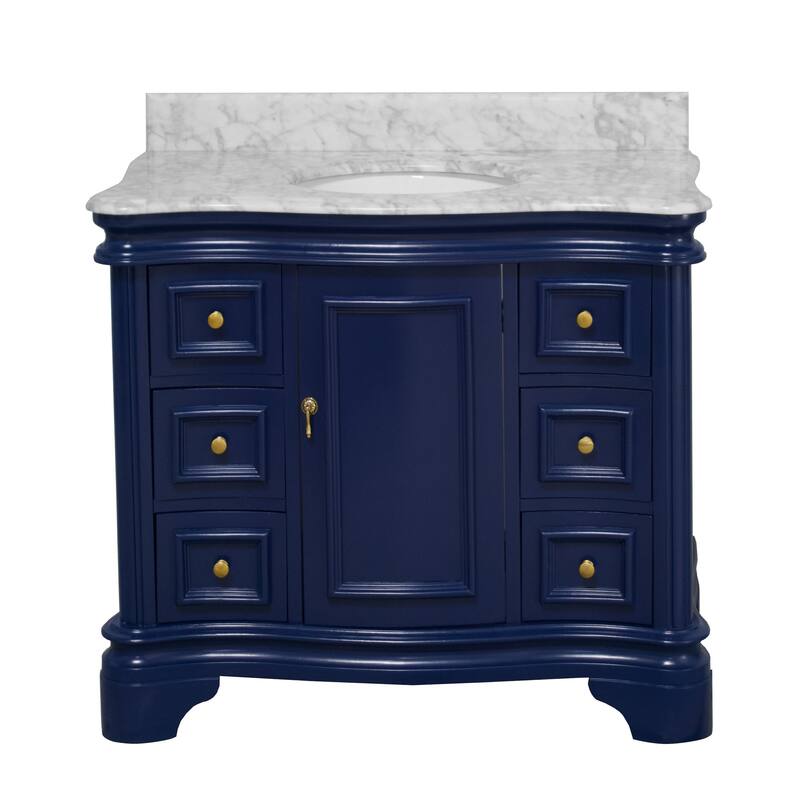KitchenBathCollection Katherine 42" Bathroom Vanity with Carrara Marble Top