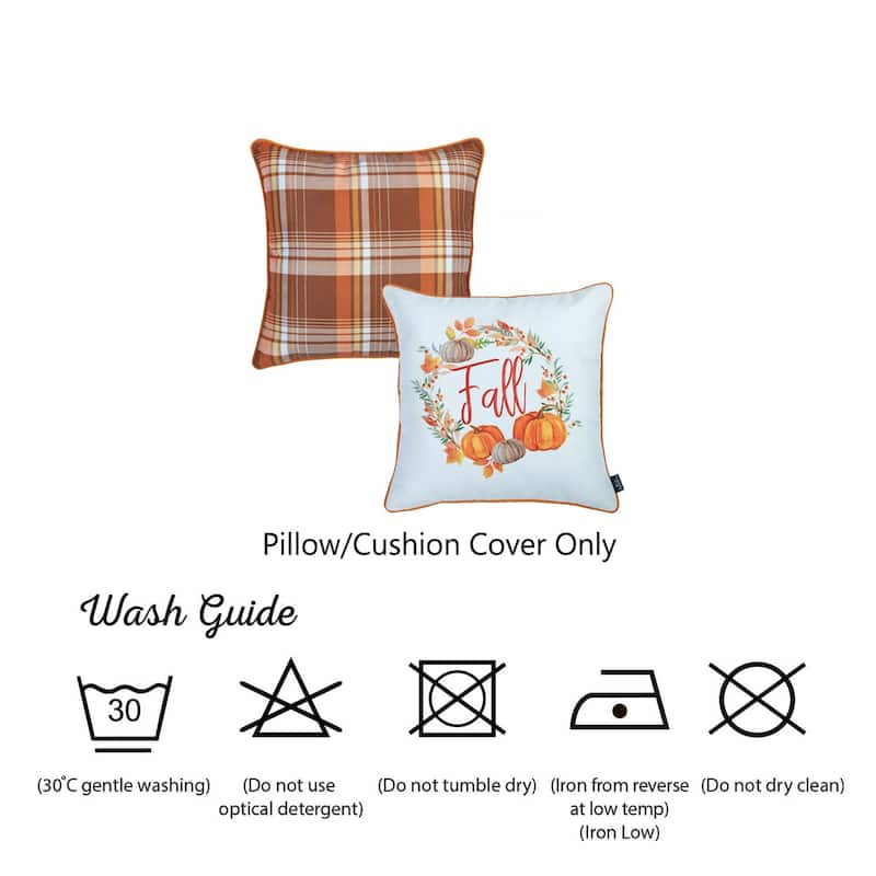 Decorative Fall Thanksgiving Throw Pillow Cover Plaid & Quote Set of 2
