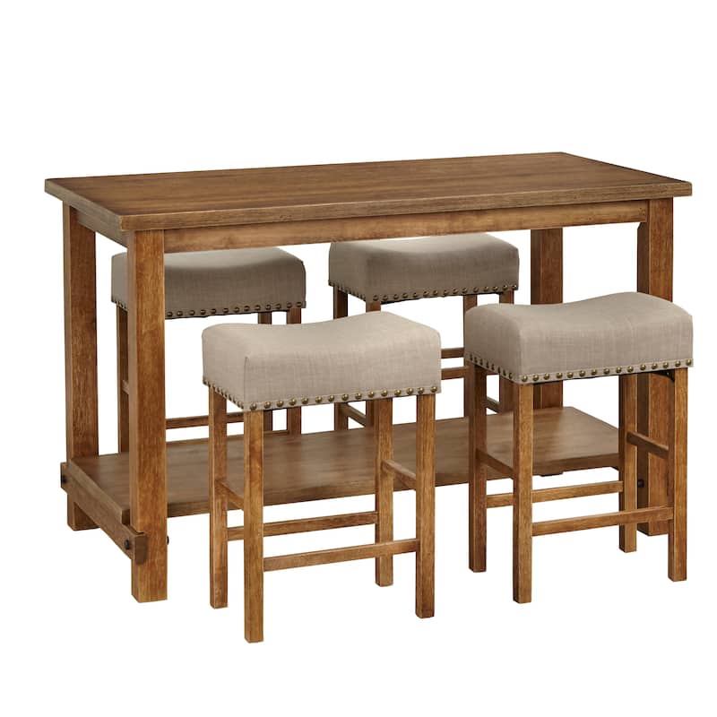 Simple Living Hathaway 5-Piece Nailhead Counter Height Dining Set