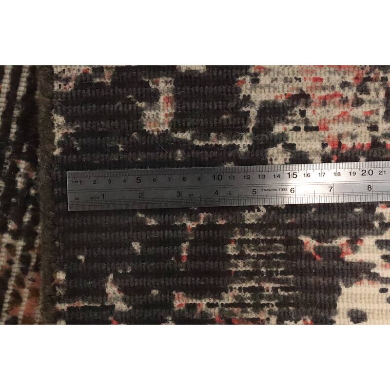 Hand Knotted Oriental Viscose Silk Carpet Modern All-Over Oranges & Rust Abstract Area Rug - 7' 7'' X 5' 5''
