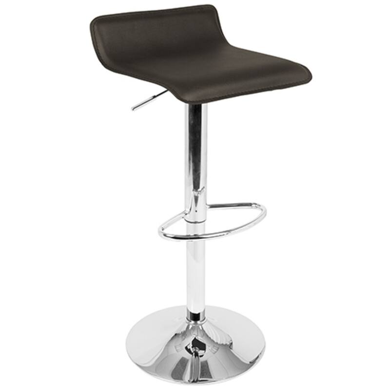 Set of 2 Brown Leather Metal Indoor Comfortable Bar Stools 34"